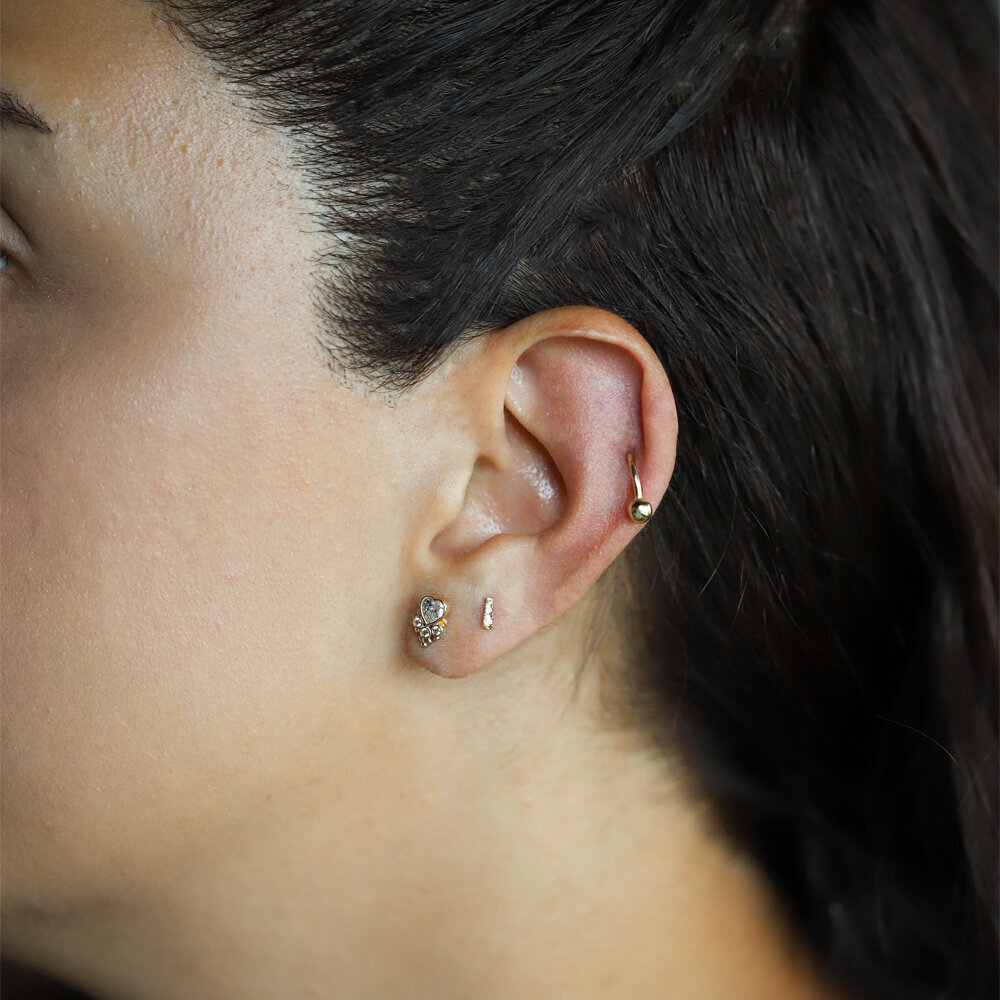 14 Ayar Sarı Altın Taşlı Tragus Piercing