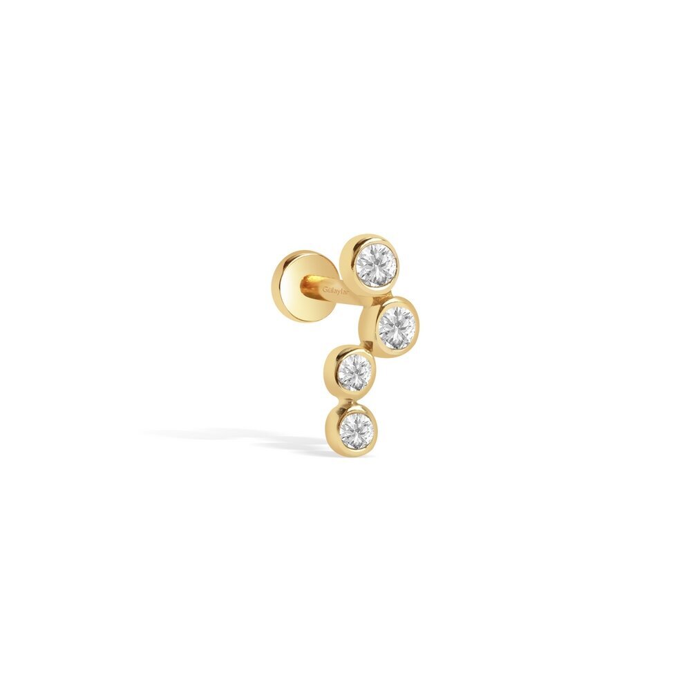 14 Ayar Sarı Altın Taşlı Tragus Piercing