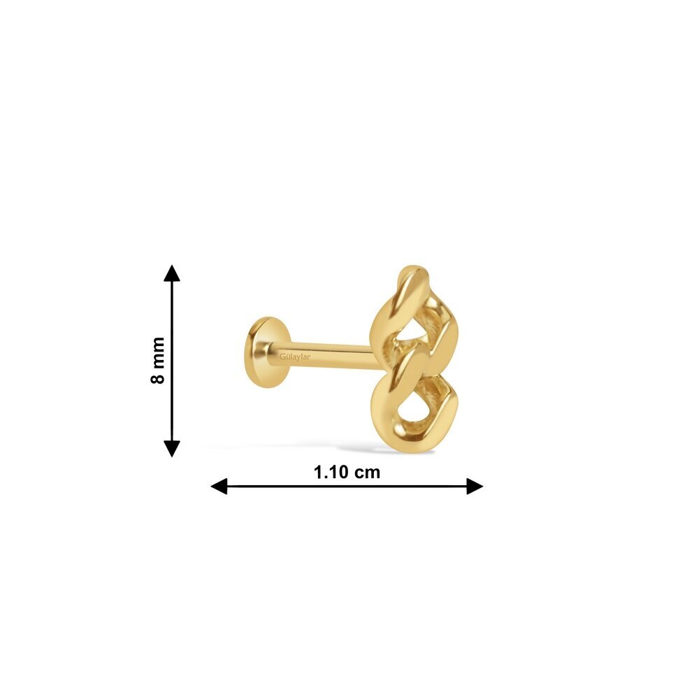 14 Ayar Sarı Altın Zincir Tragus Piercing