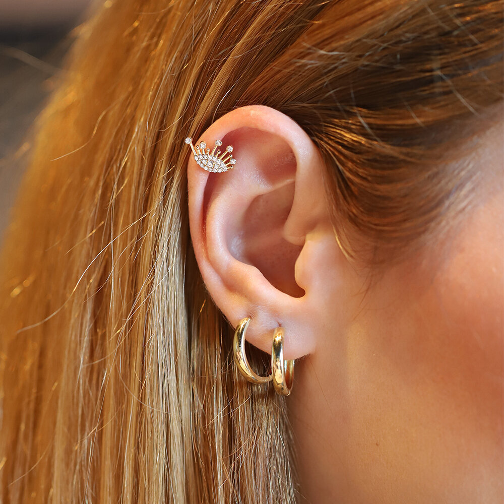 14 Ayar Sarı Altın Göz Tragus Piercing