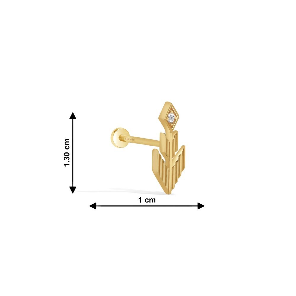 14 Ayar Sarı Altın Taşlı Tragus Piercing