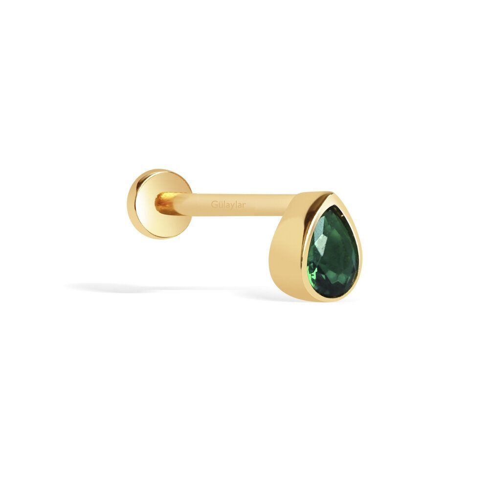 14 Ayar Sarı Altın Taşlı Tragus Piercing