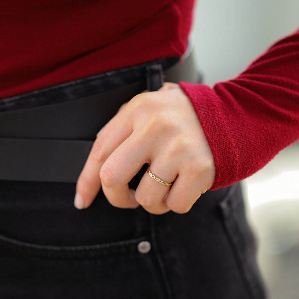 14 Ayar Sarı Altın Burgu Minimal Yüzük