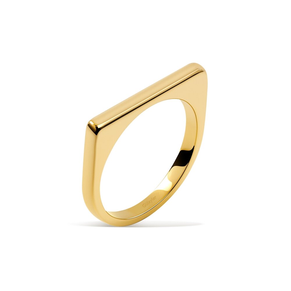 14 Ayar Sarı Altın Minimal Puzzle Yüzük