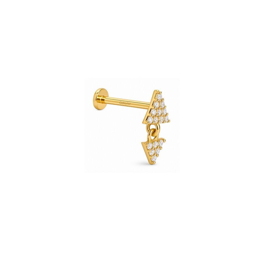 14 Ayar Sarı Altın Üçgen Tragus Piercing