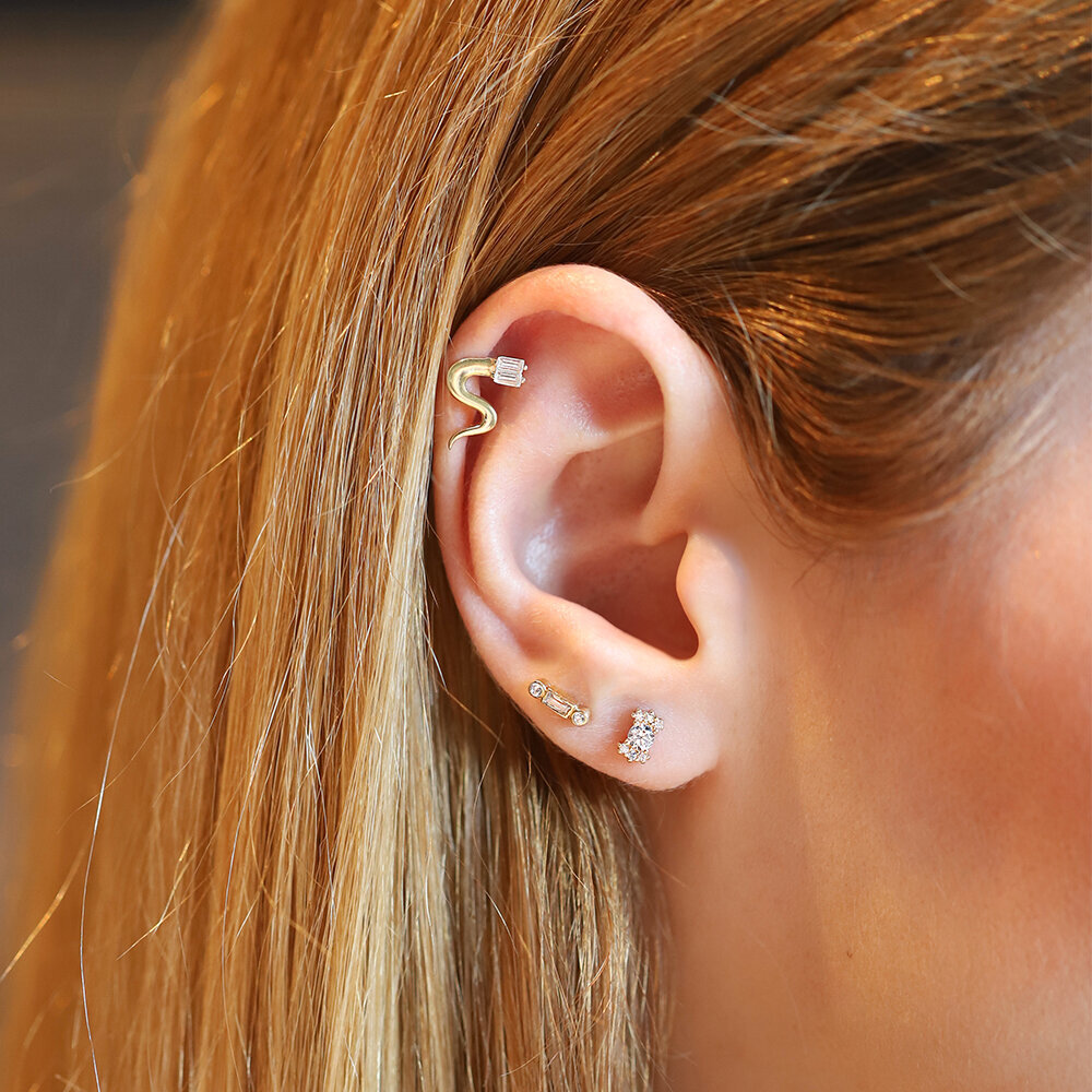 14 Ayar Sarı Altın Yılan Tragus Piercing