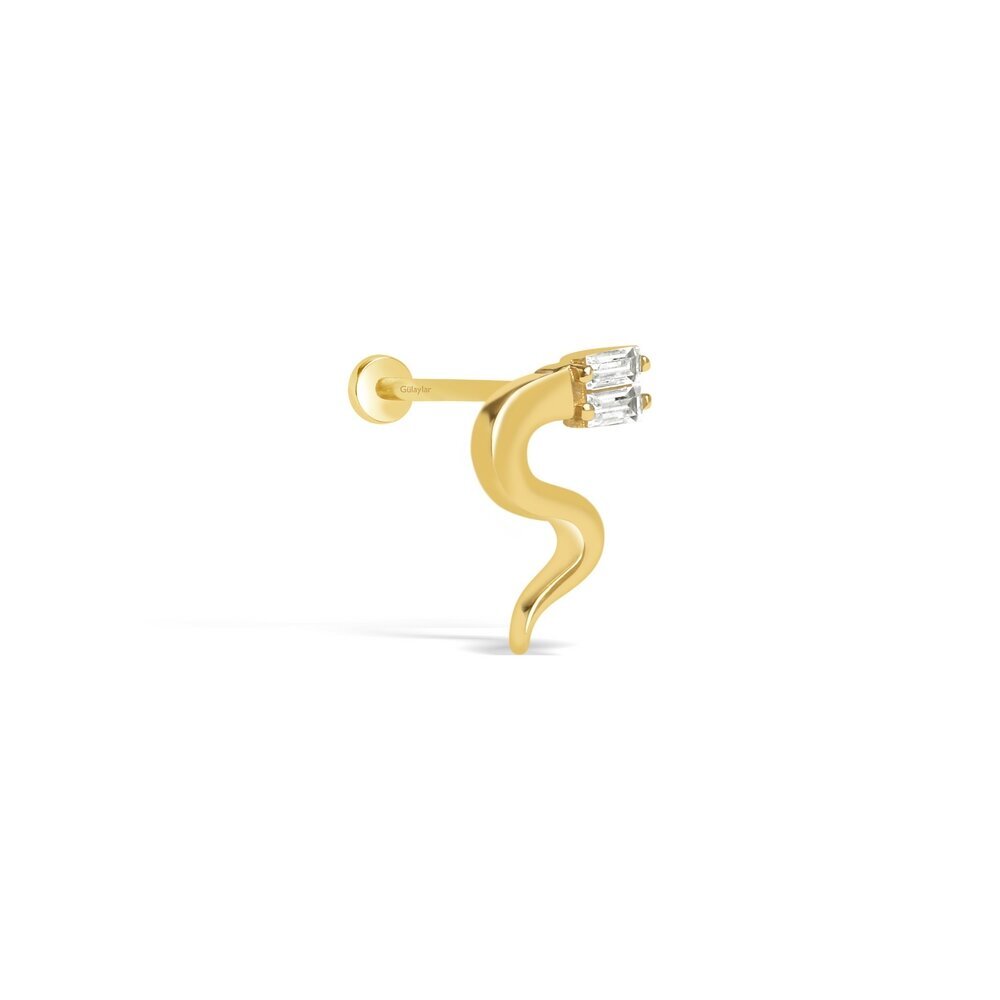 14 Ayar Sarı Altın Yılan Tragus Piercing