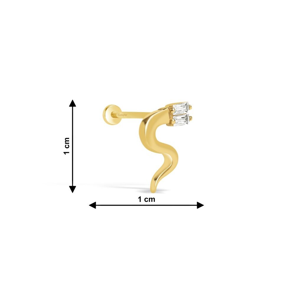 14 Ayar Sarı Altın Yılan Tragus Piercing