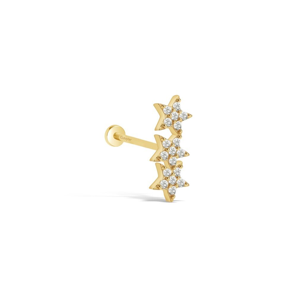 14 Ayar Sarı Altın Yıldız Tragus Piercing