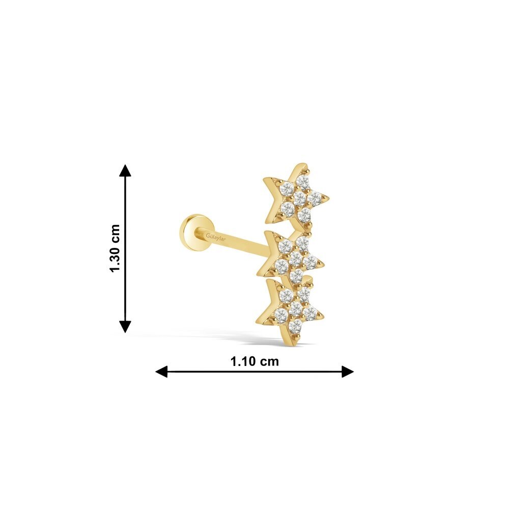 14 Ayar Sarı Altın Yıldız Tragus Piercing