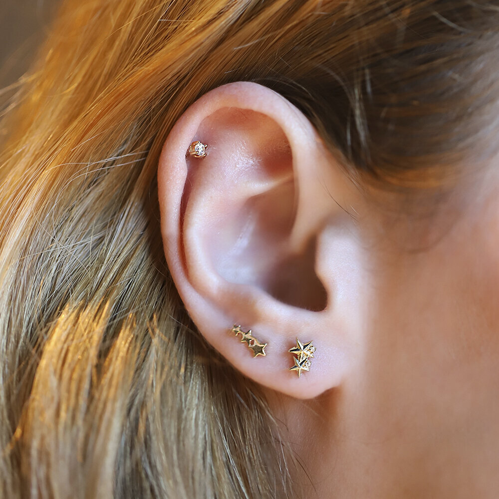14 Ayar Sarı Altın Yıldız Tragus Piercing