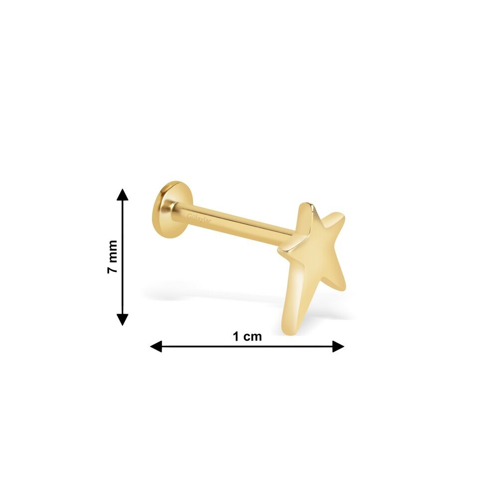 14 Ayar Sarı Altın Yıldız Tragus Piercing