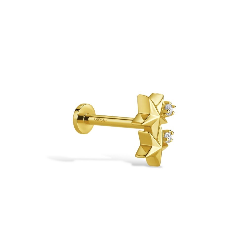 14 Ayar Sarı Altın Yıldız Tragus Piercing