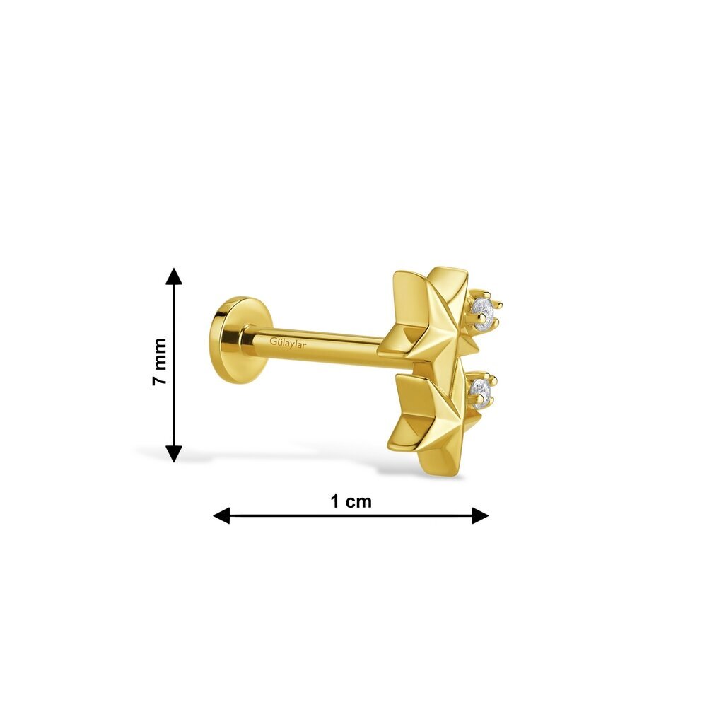 14 Ayar Sarı Altın Yıldız Tragus Piercing