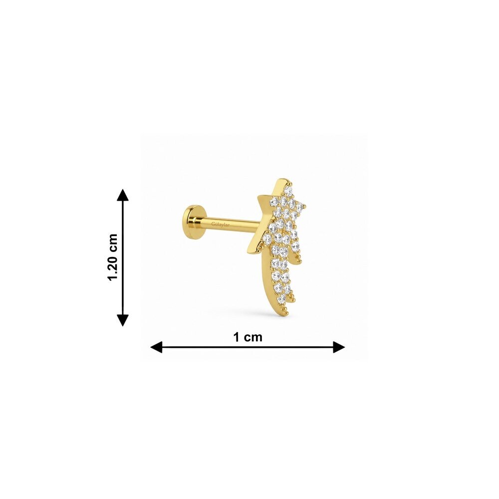 14 Ayar Sarı Altın Yıldız Tragus Piercing