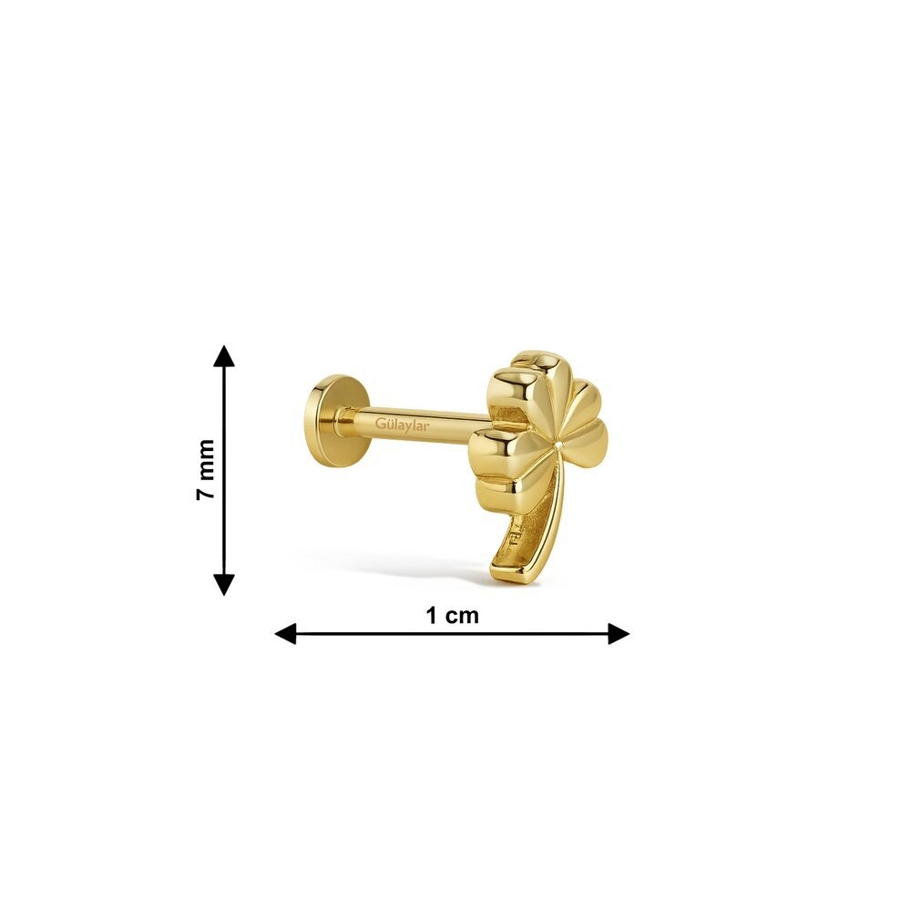 14 Ayar Sarı Altın Yonca Targus Piercing