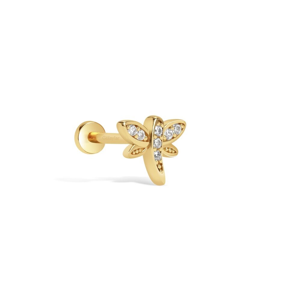 14 Ayar Sarı Altın Yusufcuk Tragus Piercing