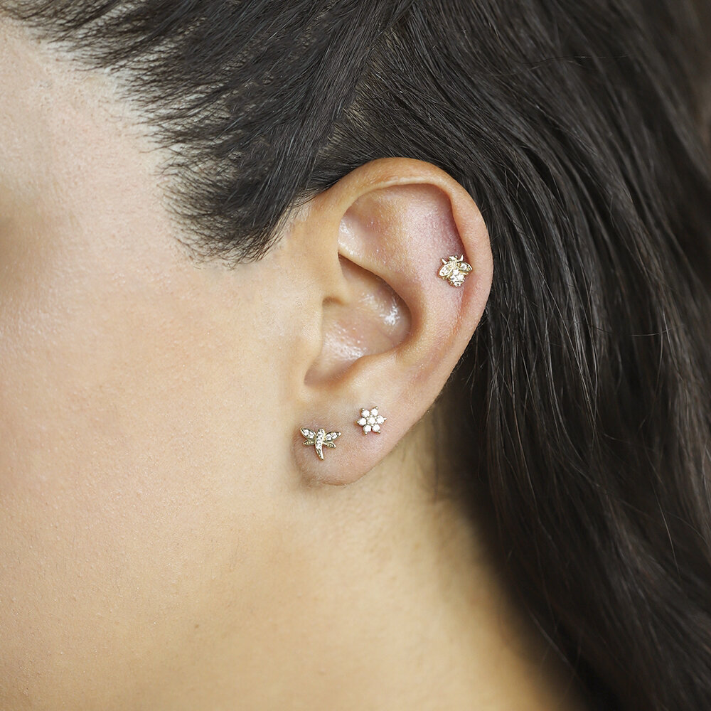 14 Ayar Sarı Altın Yusufcuk Tragus Piercing