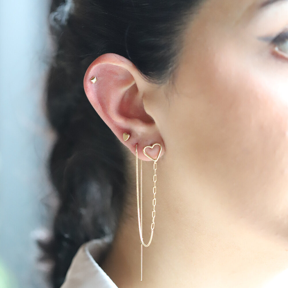 14 Ayar Sarı Altın Kalp Tragus Piercing