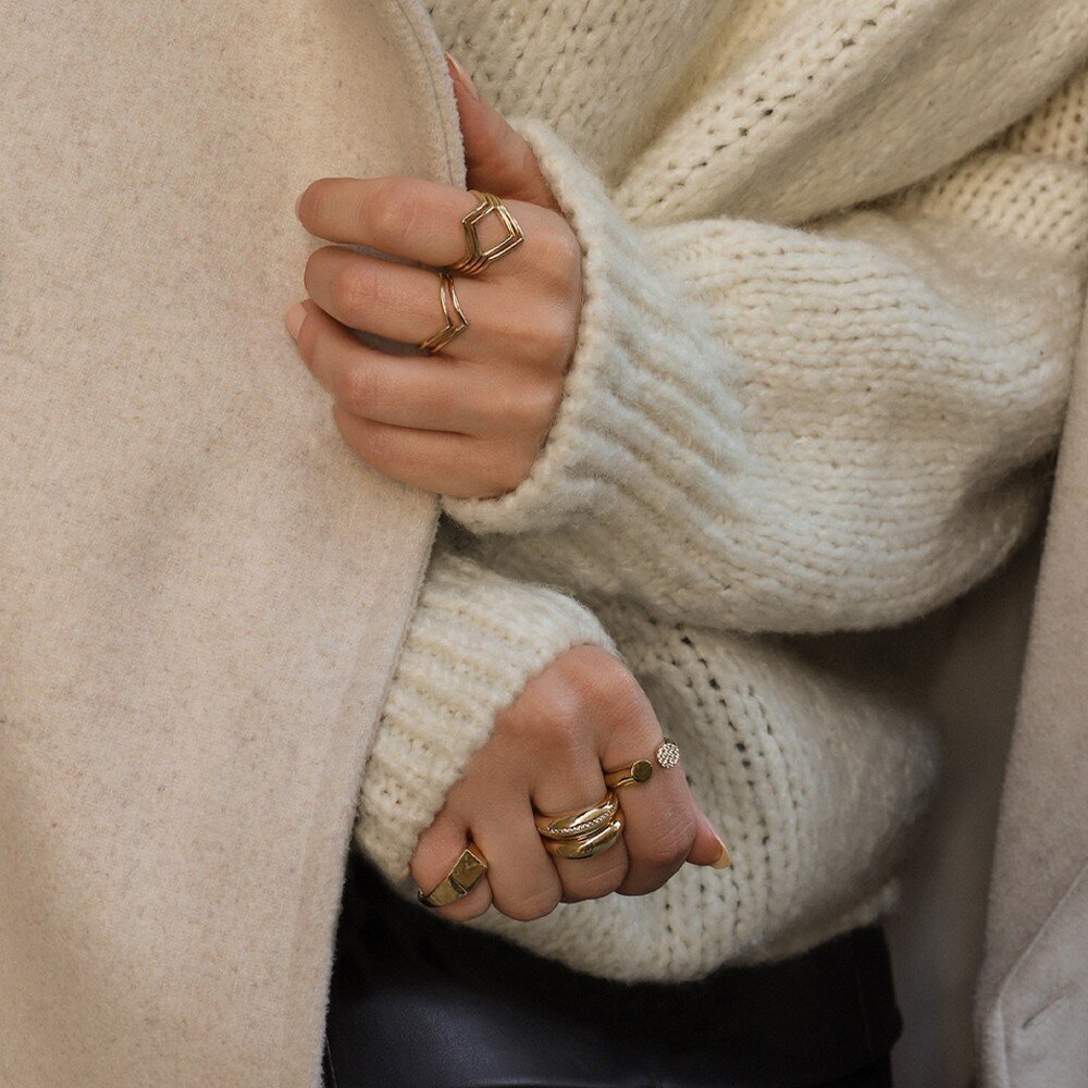 14 Ayar Sarı Altın Trend Minimal Yüzük