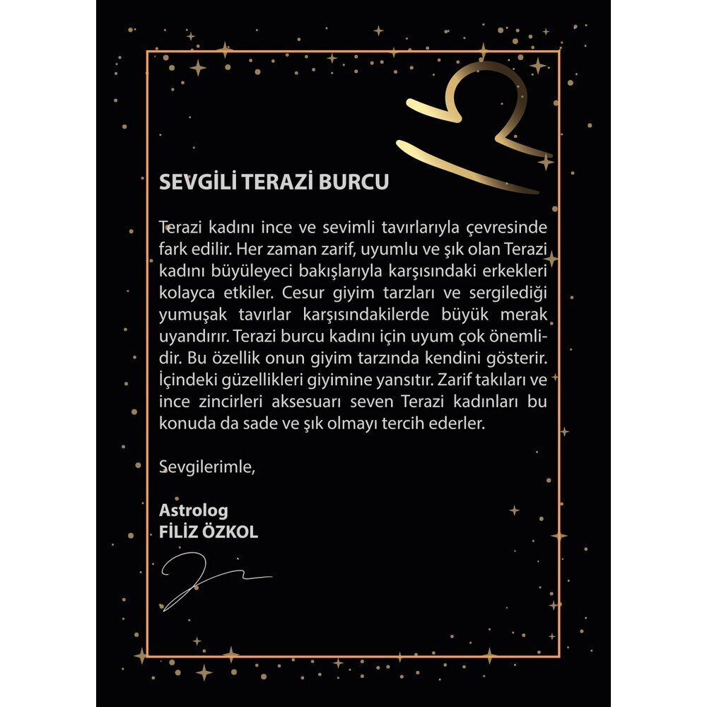 14 Ayar Sarı Altın Terazi Burç Kolye