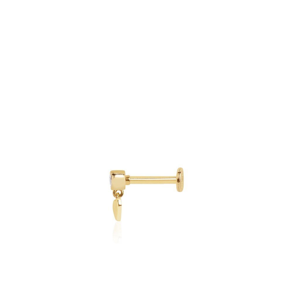14 Ayar Sarı Altın Kalp Tragus Piercing