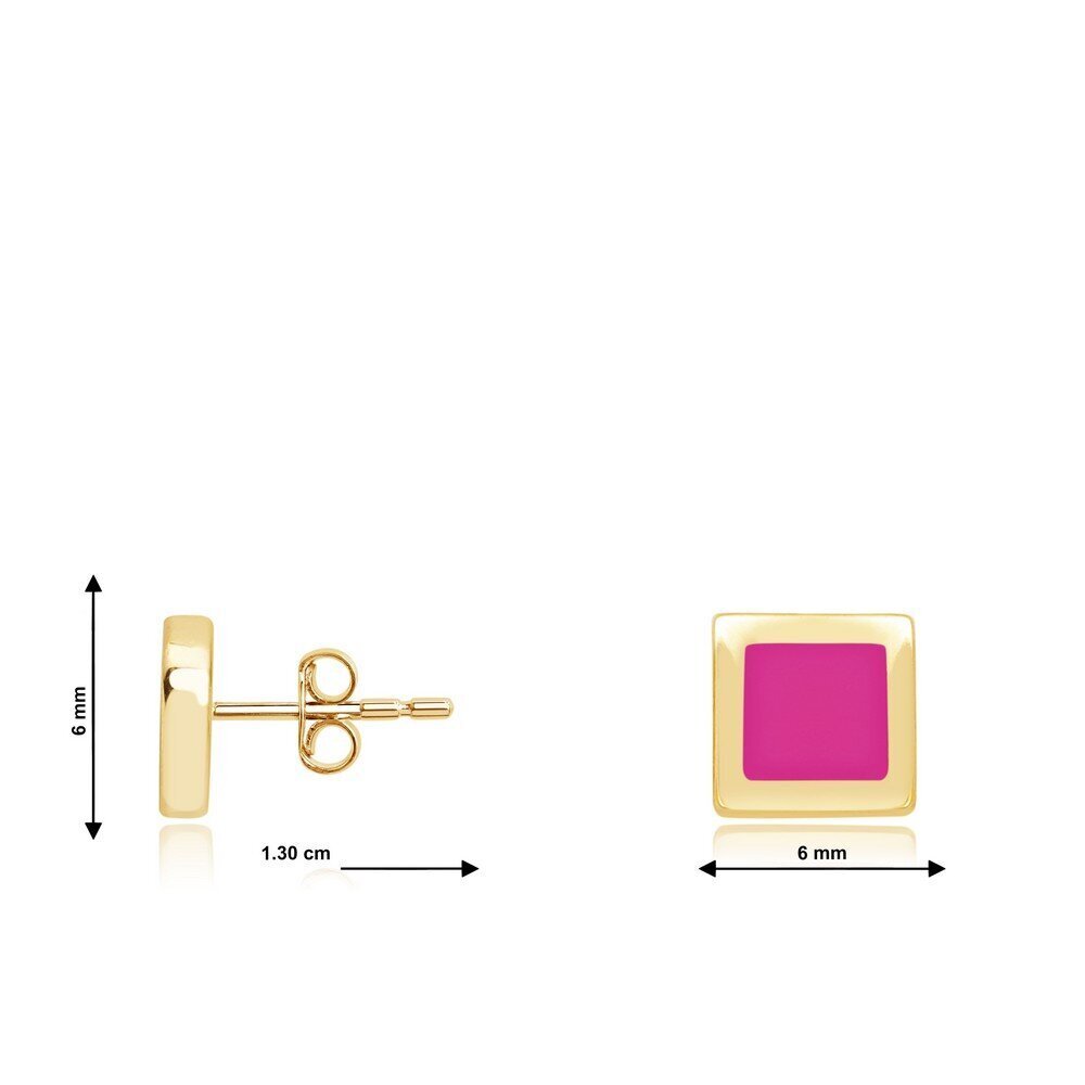 14 Ayar Pembe Mineli Minimal Küpe