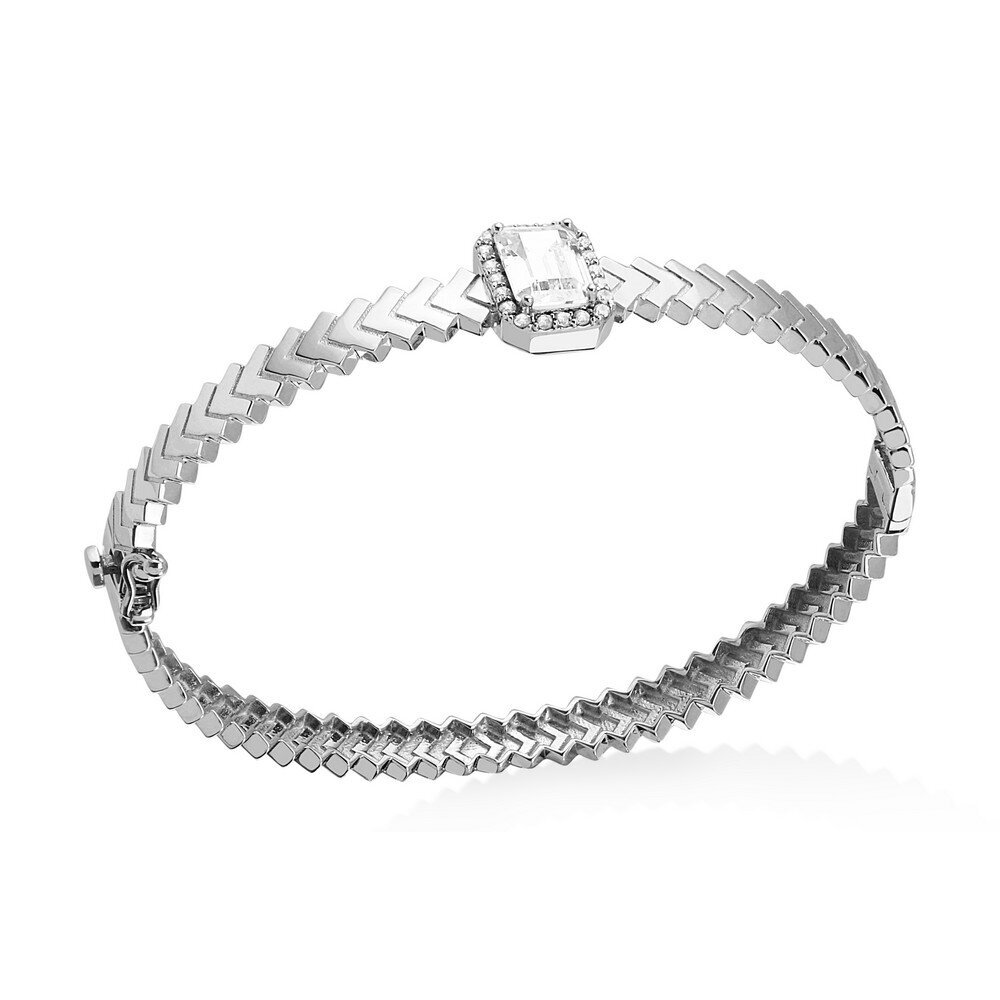 14 Ayar Beyaz Altın Baget Kelepçe Bilezik