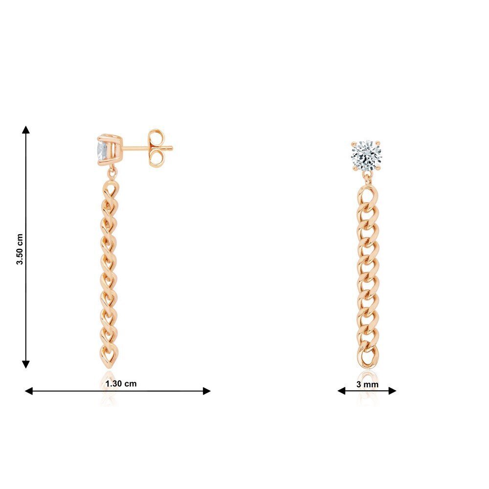 14 Ayar Rose Altın Sallantılı Zincir Küpe