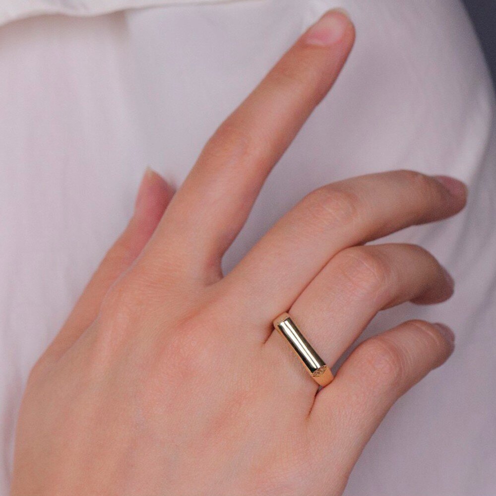14 Ayar Sarı Altın Trend Minimal Yüzük