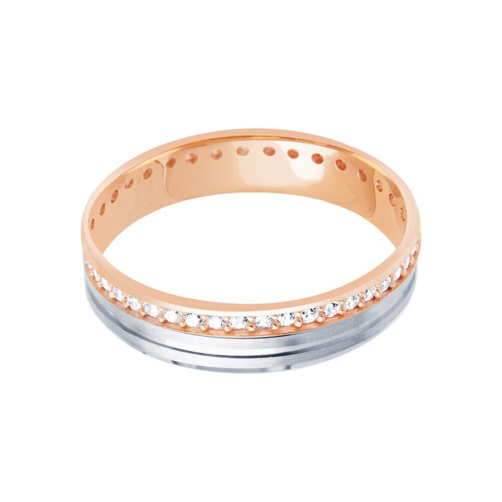 14 Ayar Beyaz-Rose Altın Modern Alyans
