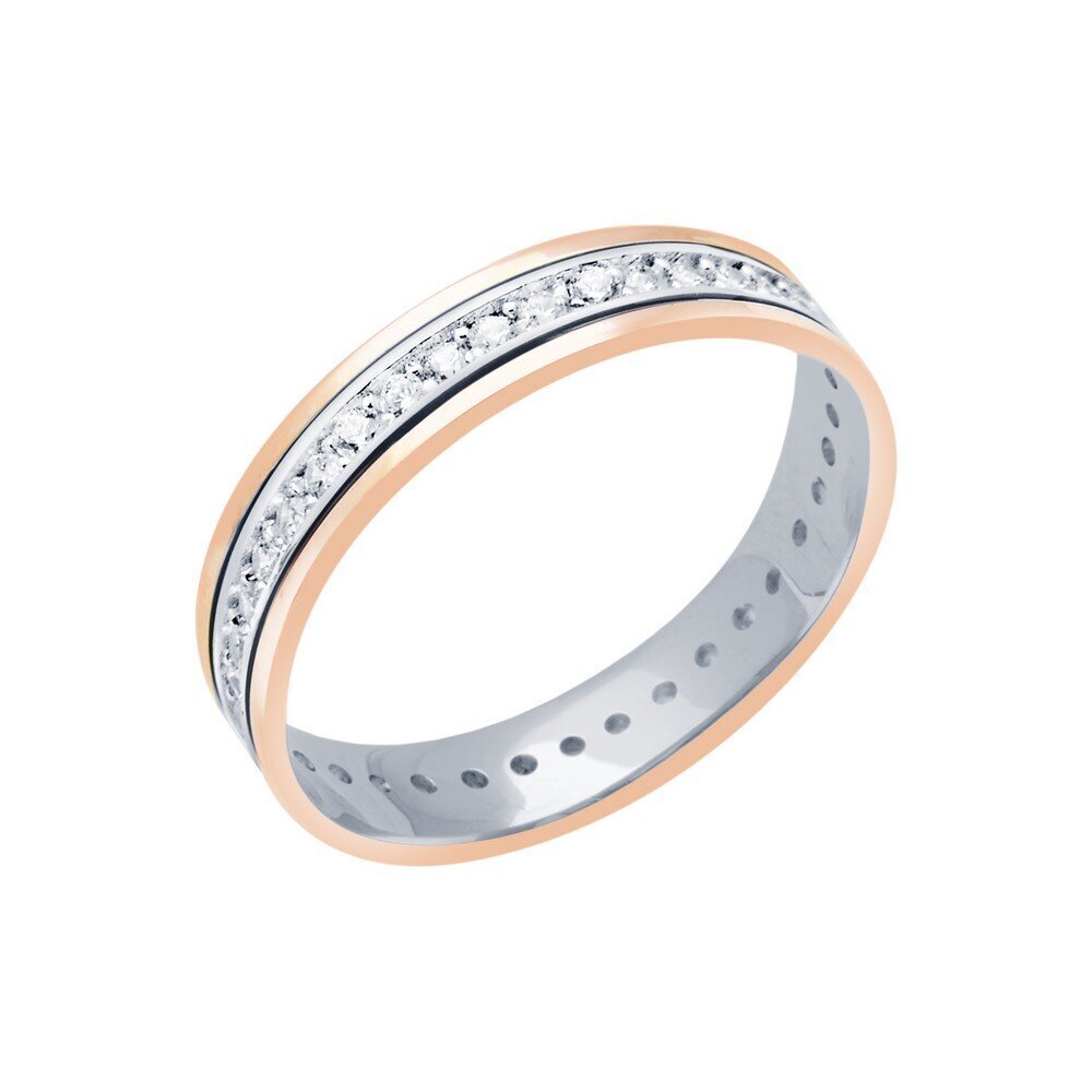 14 Ayar Beyaz-Rose Altın Modern Alyans
