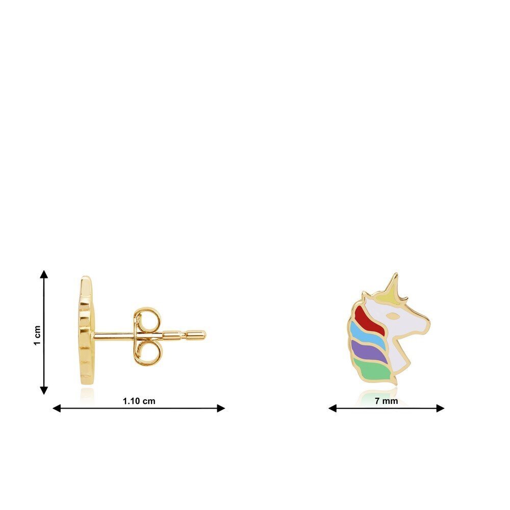 14 Ayar Sarı Altın Unicorn Küpe
