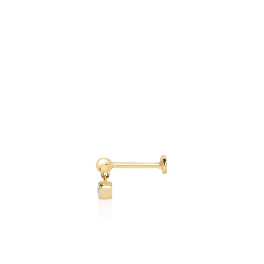 14 Ayar Sarı Altın Taşlı Tragus Piercing