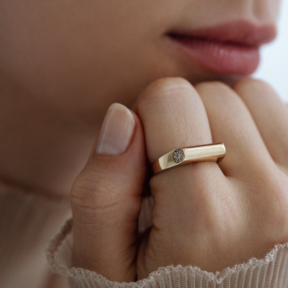 14 Ayar Sarı Altın Trend Minimal Yüzük