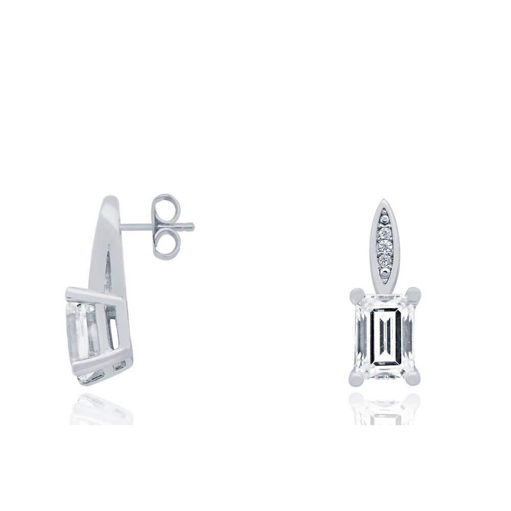 14 Ayar Beyaz Altın Baget Küpe