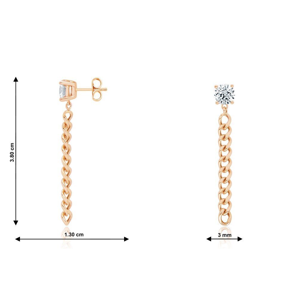 14 Ayar Rose Altın Sallantılı Zincir Küpe