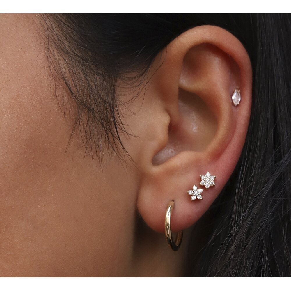 14 Ayar Sarı Altın Taşlı Tragus Piercing