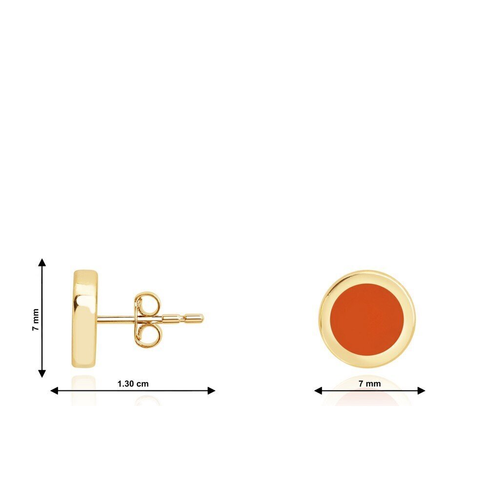 14 Ayar Turuncu Mineli Minimal Küpe