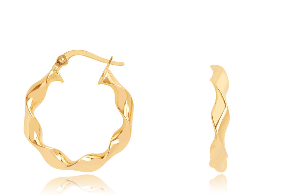 14 Ayar Sarı Altın Burgu Halka Küpe