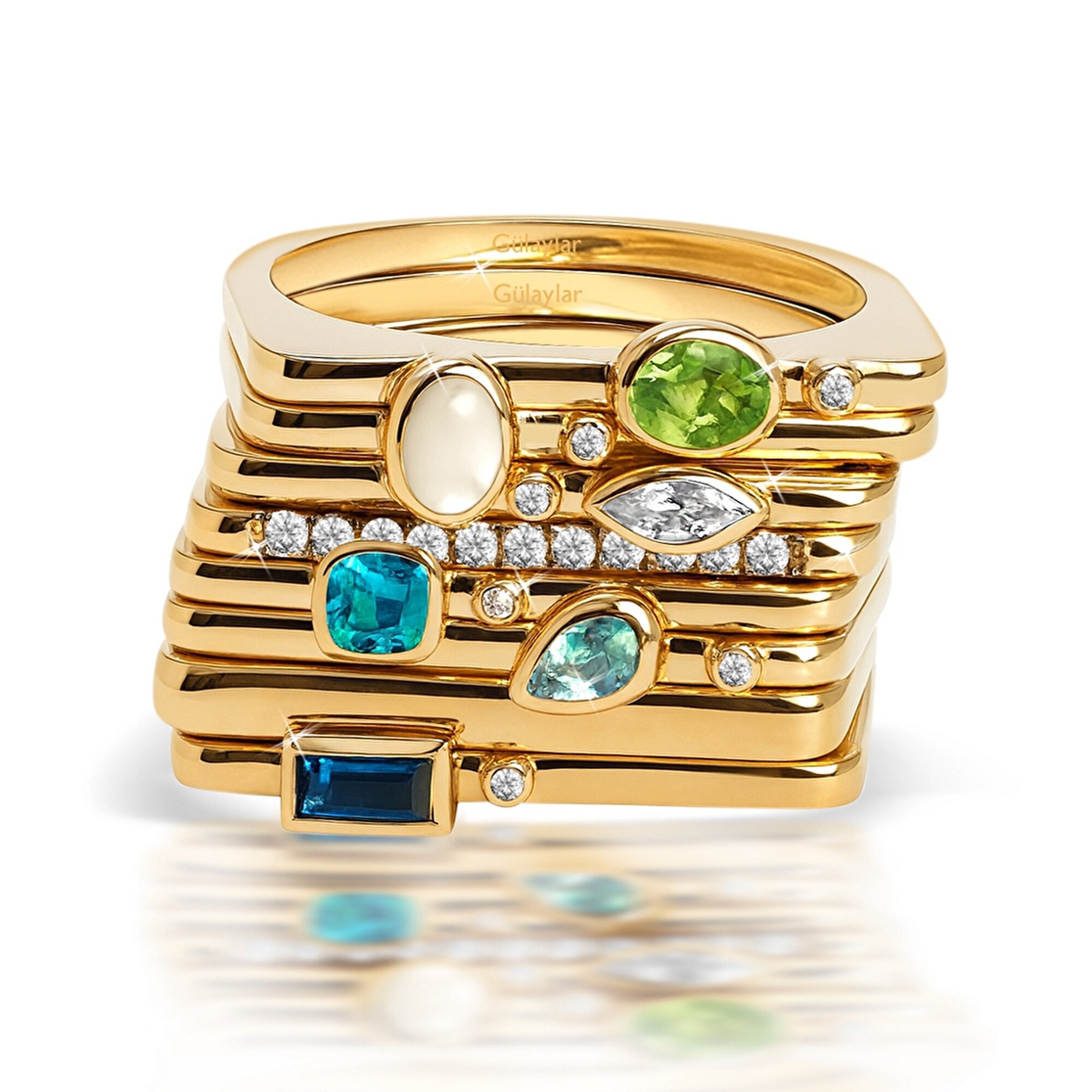 0,01 Karat Pırlanta Peridot Taşlı Yüzük