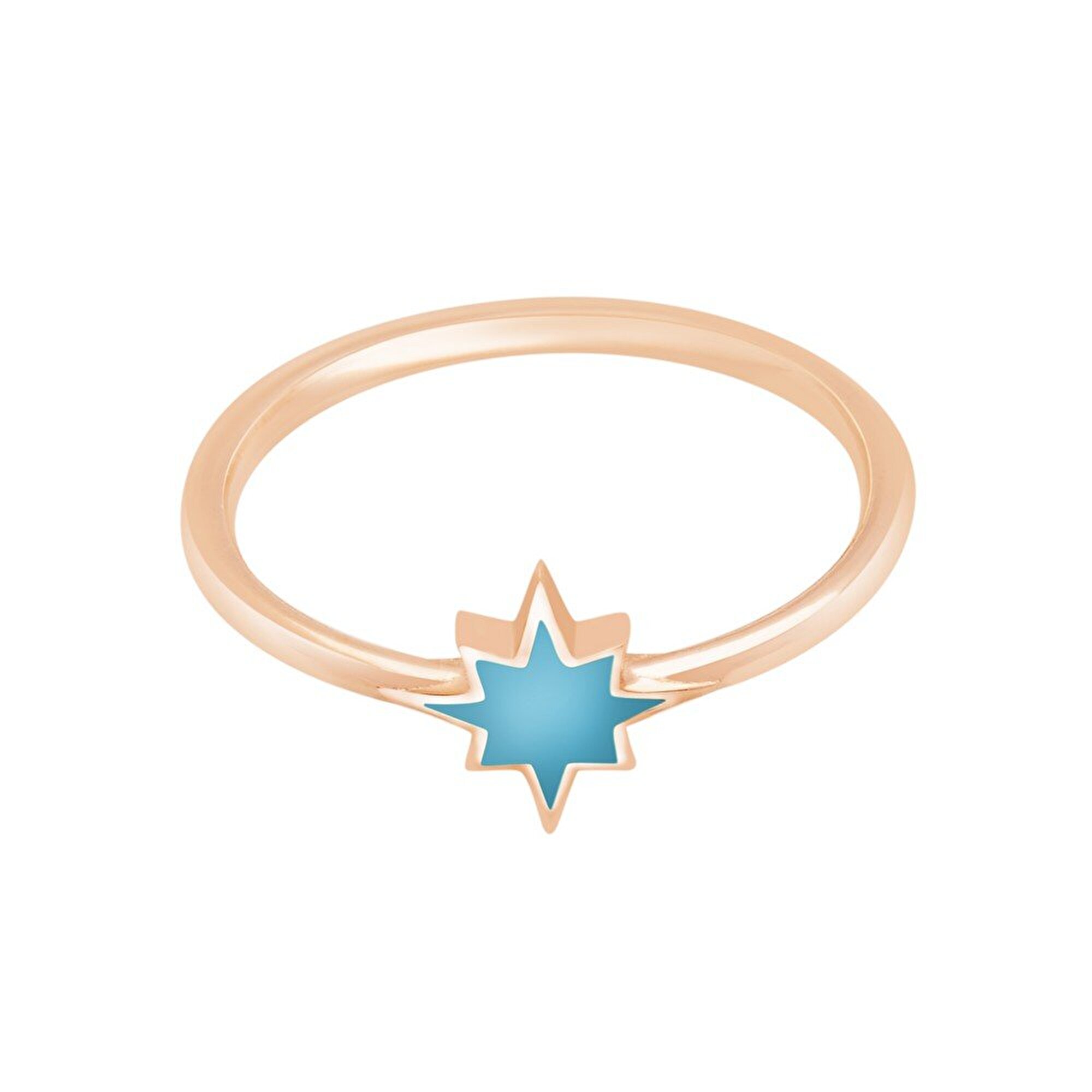 14 Ayar Rose Altın Yeşil Mineli Kutup Yıldızı Yüzük