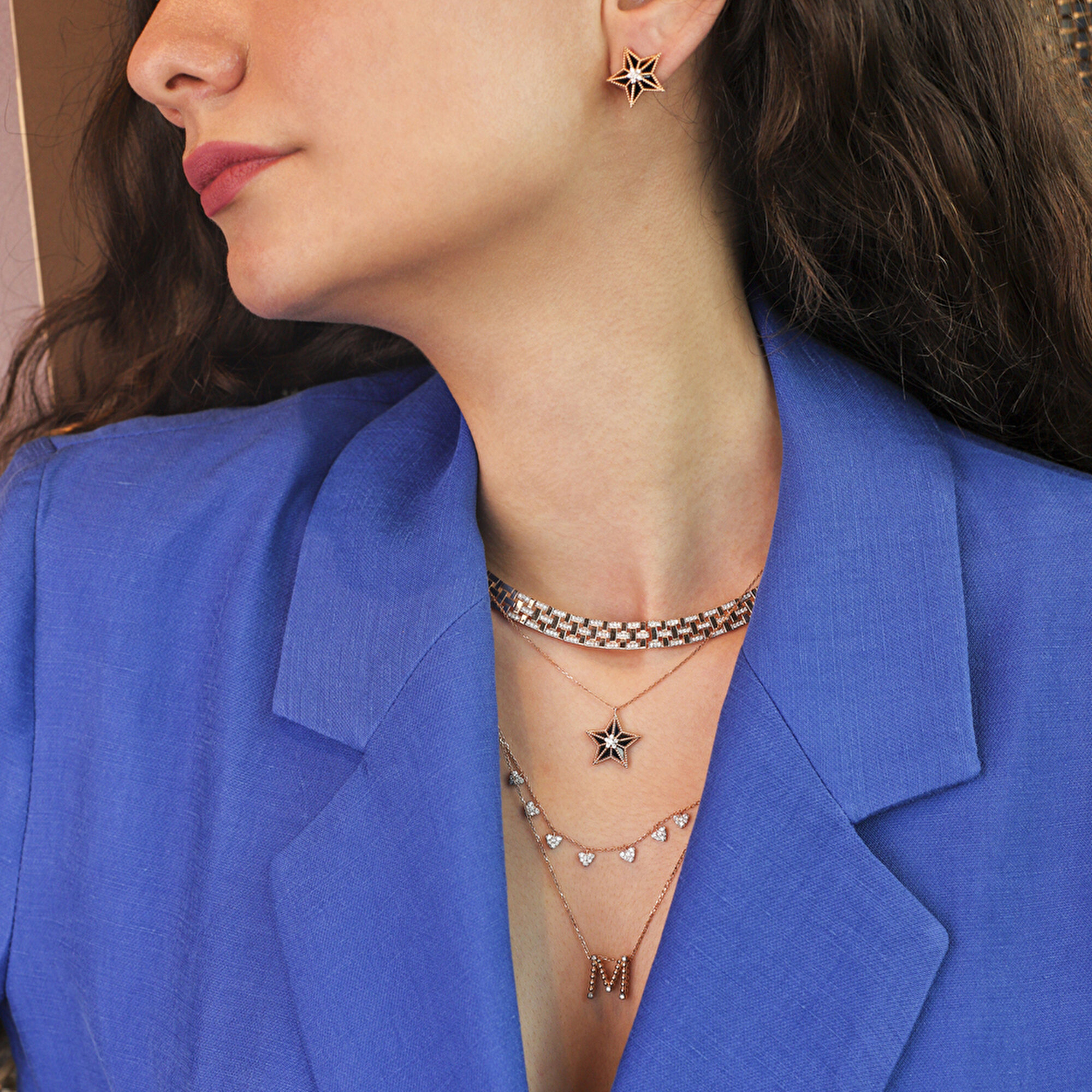 0,06 Karat Trend Pırlanta Yıldız Küpe