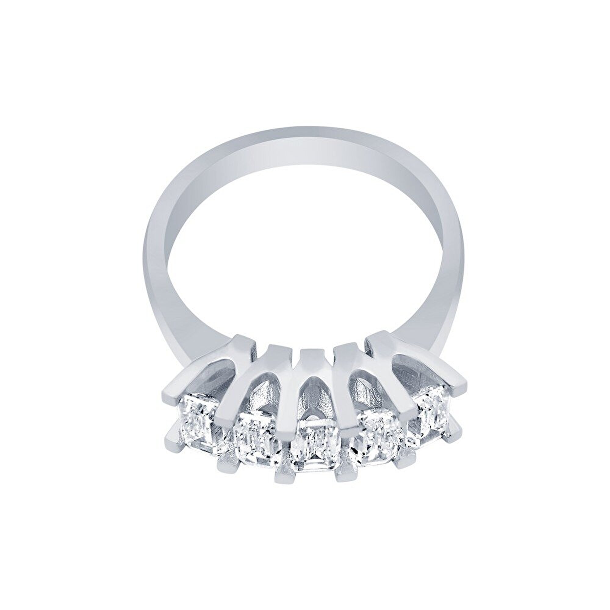 14 Ayar Beyaz Altın Beştaş Yüzük