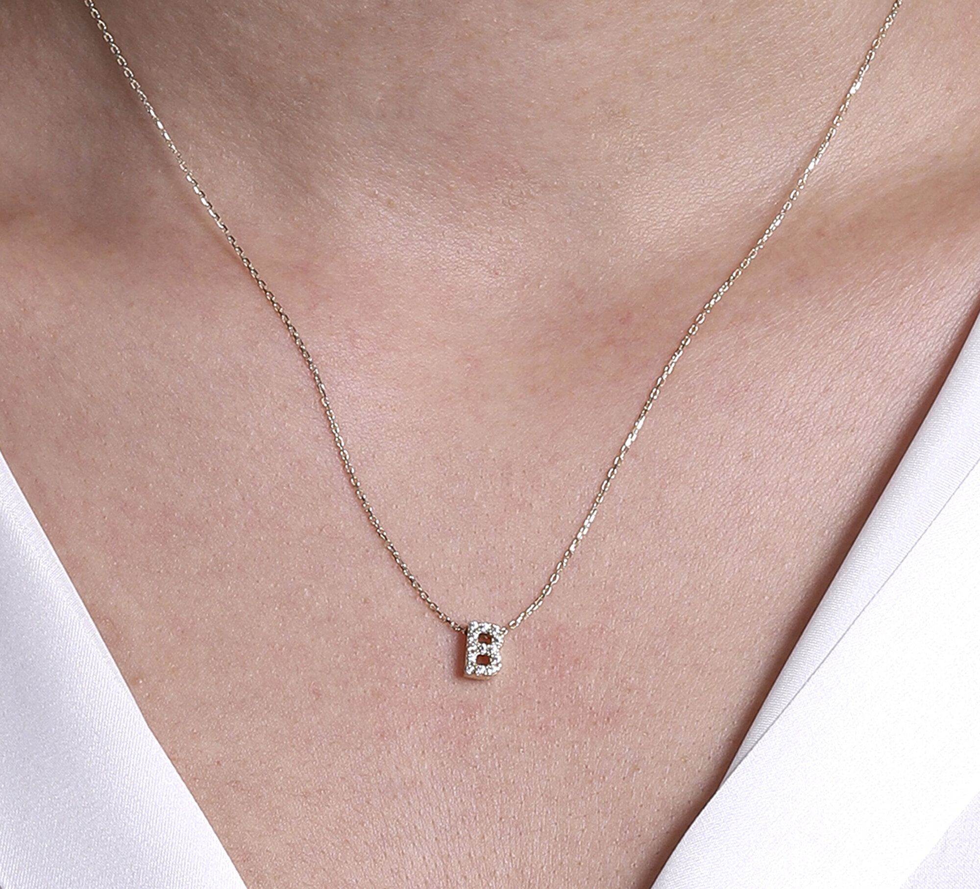 14 Ayar Sarı Altın B Harf Kolye