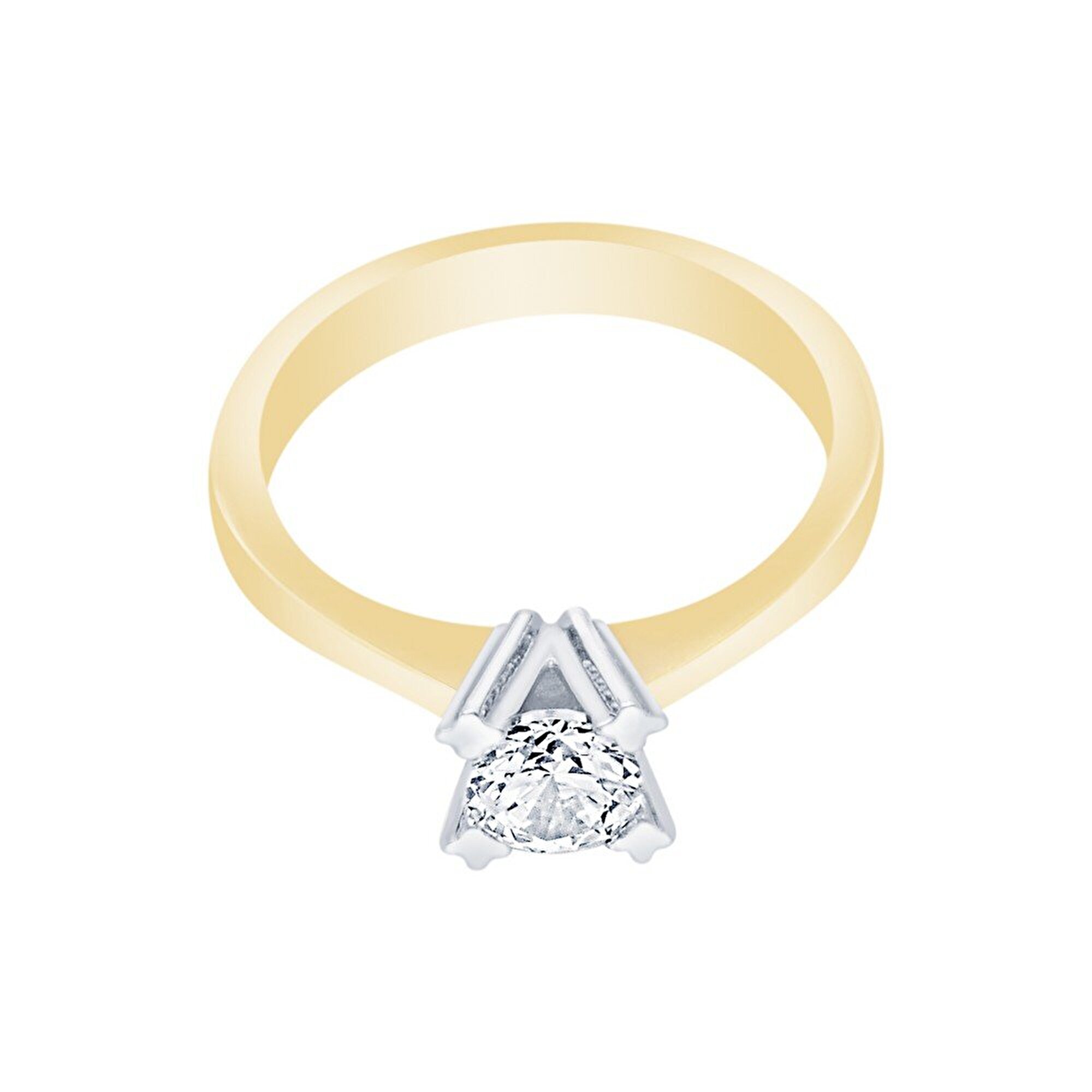 14 Ayar Sarı-Beyaz Altın Tektaş Yüzük