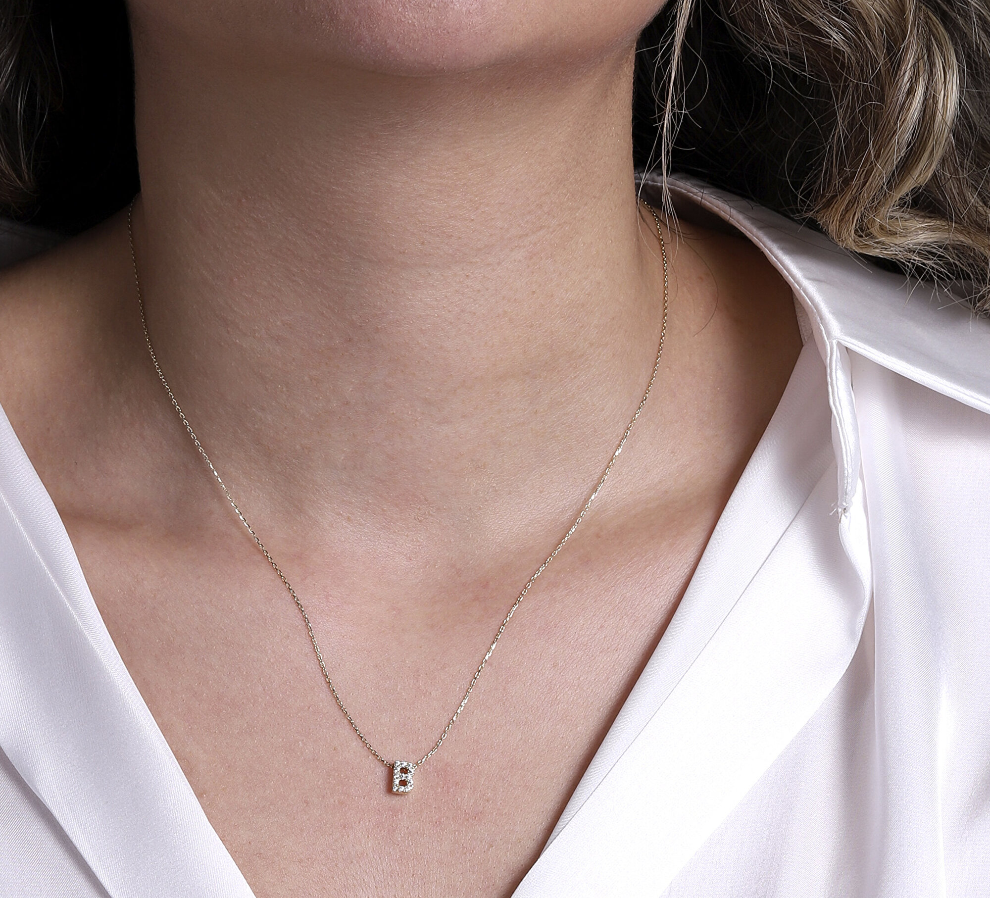 14 Ayar Sarı Altın B Harf Kolye