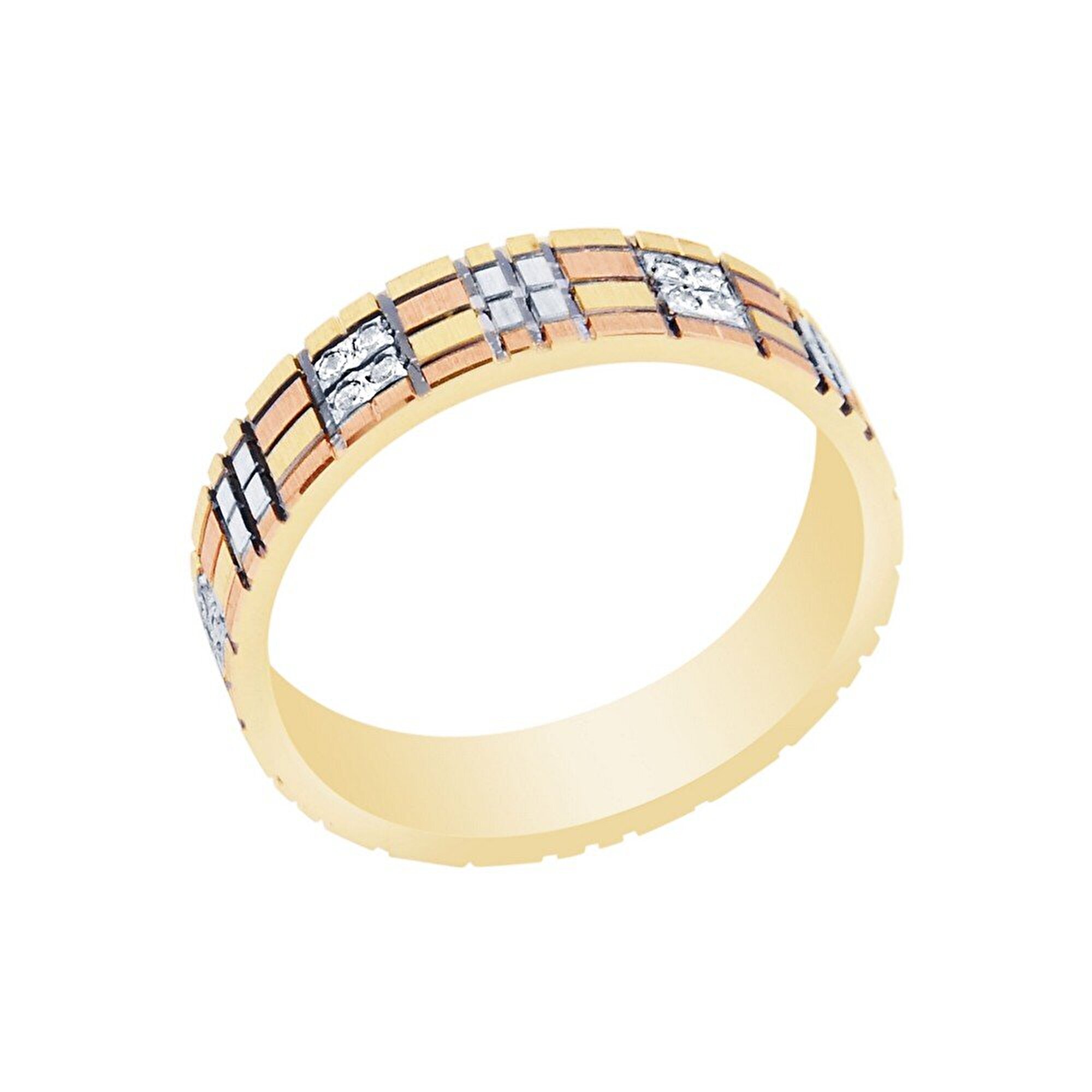 14 Ayar 3 Renkli Altın Modern Alyans