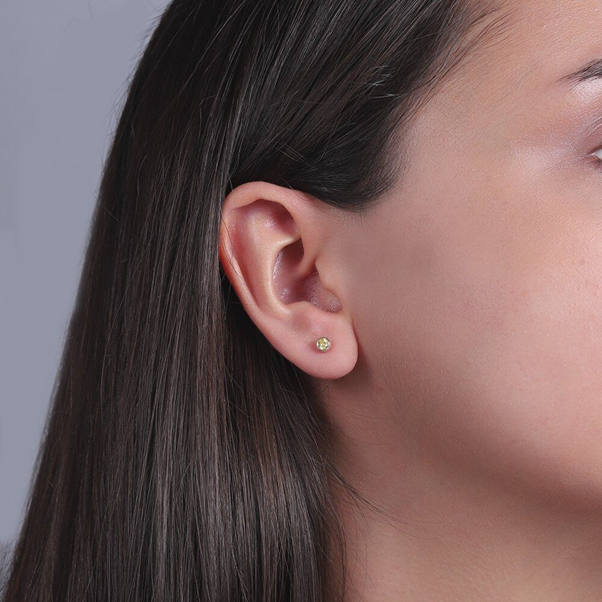 14 Ayar Sarı Altın Kasım Doğum Taşı Küpe