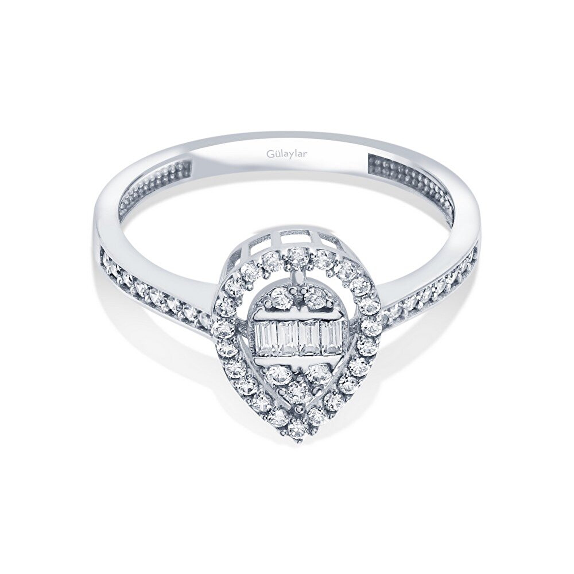 8 Ayar Beyaz Altın Baget Yüzük